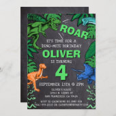 Invitation Dinosaur Anniversaire de enfant Dino Trex Chalkboa (Devant / Derrière)