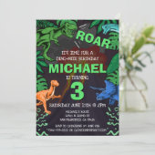 Invitation Dinosaur Anniversaire de enfant Dino Trex Volcano (Debout devant)