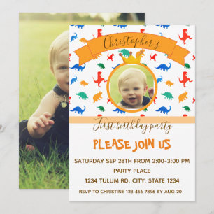 Invitation Dinosaur anniversaire de enfant fête bébé garçon p