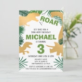 Invitation Dinosaur Anniversaire de enfant Gold Dinos Trex Bo (Debout devant)
