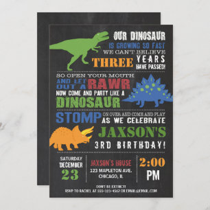 Invitation Dinosaur anniversaire d'invitation de la fille cha