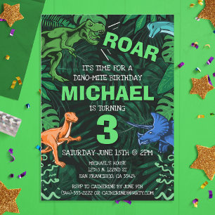 Invitation Dinosaur Anniversaire Enfants Garçon Dino Trex Jur