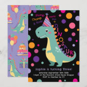 Invitation Dinosaur Anniversaire Fête Enfants Bold (Devant / Derrière)