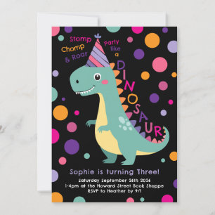 Invitation Dinosaur Anniversaire Fête Enfants Bold