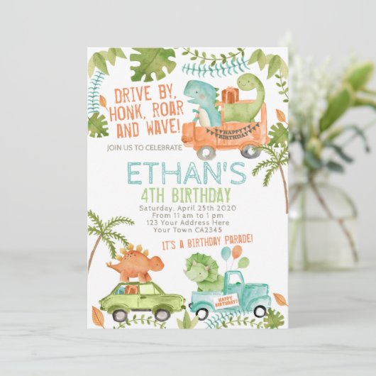 Invitation Dinosaur Anniversaire Parade (Debout devant)