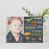 Invitation Dinosaur anniversaire photo tableau noir (Debout devant)