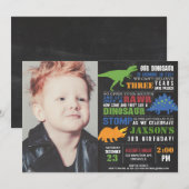 Invitation Dinosaur anniversaire photo tableau noir (Devant / Derrière)