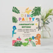 Invitation Dinosaur Anniversaire Simple mignonne Premier anni (Debout devant)