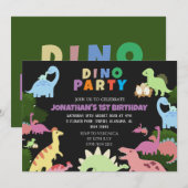 Invitation Dinosaur Anniversaire Simple mignonne Premier anni (Devant / Derrière)