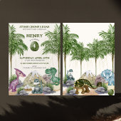 Invitation Dinosaur Anniversaire T-rex Aquarelle