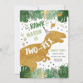 Invitation Dinosaur Anniversaire T-Rex Boy Two Dino 2e Annive (Devant)