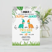 Invitation Dinosaur Anniversaire TOUT AGE Jumeaux Jumeaux  (Debout devant)
