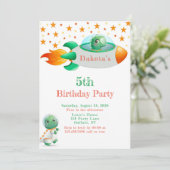 Invitation Dinosaur Astronaut Rocketship Boy Anniversaire Par (Debout devant)