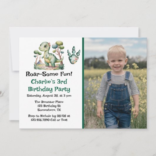 Invitation Dinosaur Aventure Boy's Birthday Party (Devant)