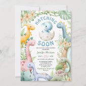 Invitation Dinosaur Baby Shower Boy Blue Dino  (Devant)