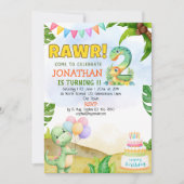 Invitation Dinosaur Birthday 2 for Boys | Rawr Dino party (Devant)