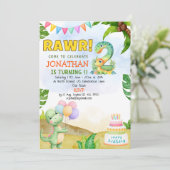 Invitation Dinosaur Birthday 2 for Boys | Rawr Dino party (Debout devant)