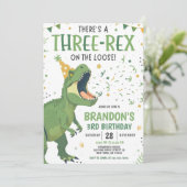 Invitation Dinosaur Birthday Invitation, Editable Three Rex 3 (Debout devant)