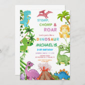 Invitation Dinosaur Birthday Party  (Devant / Derrière)