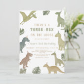 Invitation Dinosaur Birthday  Three Rex Boy (Debout devant)