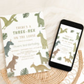 Invitation Dinosaur Birthday Three Rex Boy
