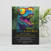 Invitation Dinosaur Bleu Anniversaire Célébration (Debout devant)