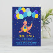 Invitation Dinosaur bleu bleu jaune Balloon Confetti Garçon A (Debout devant)