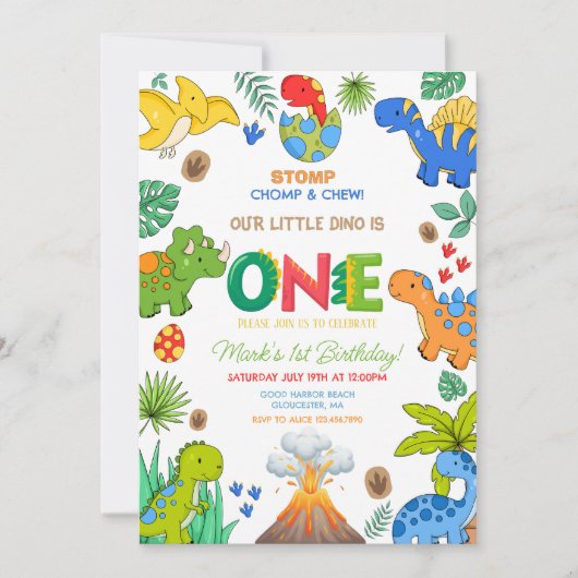 Invitation Dinosaur boy 1st birthday (Devant)