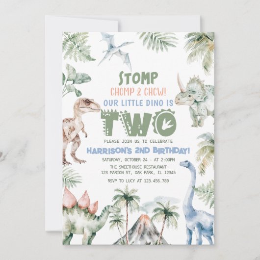 Invitation Dinosaur Boy Dino fête d'anniversaire (Devant)