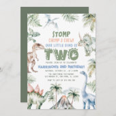 Invitation Dinosaur Boy Dino fête d'anniversaire (Devant / Derrière)