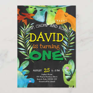 Invitation Dinosaur Boy Premier anniversaire 1er Dino Party
