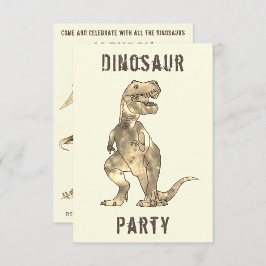 Invitation Dinosaur Boys 8e fête d'anniversaire T Rex Roar Tu (Devant / Derrière)