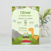Invitation  Dinosaur Cake Birthday Party (Debout devant)