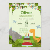 Invitation  Dinosaur Cake Birthday Party (Devant / Derrière)