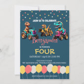 Invitation Dinosaur camion camion ballon école Anniversaire (Devant)