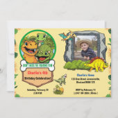 Invitation Dinosaur Caricature préhistorique Photo fête d'ann (Devant)