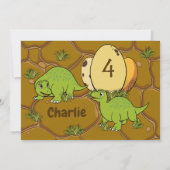 Invitation Dinosaur Caricature préhistorique Photo fête d'ann (Dos)