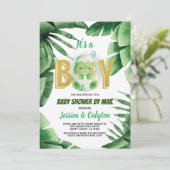 Invitation Dinosaur C'est un Baby shower de garçon par la pos (Debout devant)