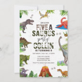 Invitation Dinosaur Cinq A Saurus 5E Anniversaire (Devant)