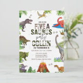 Invitation Dinosaur Cinq A Saurus 5E Anniversaire (Debout devant)