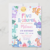 Invitation Dinosaur Cinq-A-Saurus 5e fête d'anniversaire (Devant)