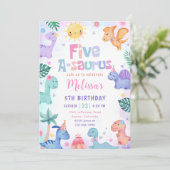Invitation Dinosaur Cinq-A-Saurus 5e fête d'anniversaire (Debout devant)