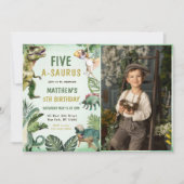Invitation Dinosaur Cinq-A-Saurus 5ème anniversaire de la fêt (Devant)