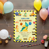 Invitation Dinosaur Construction 2e fête d'anniversaire