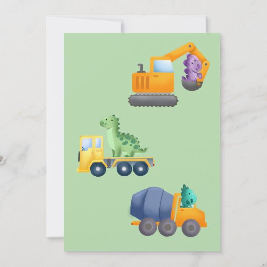 Invitation Dinosaur Construction Vehicle 3rd Birthday Party (Dos)