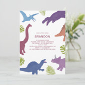 Invitation Dinosaur Cute Dino Enfant fête d'anniversaire (Debout devant)