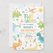 Invitation Dinosaur Deux-A-Saurus 2e fête d'anniversaire (Devant)