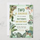 Invitation Dinosaur Deux-A-Saurus 2e fête d'anniversaire (Devant)
