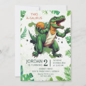 Invitation Dinosaur Deux-A-Saurus 2e fête d'anniversaire (Devant)