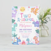 Invitation Dinosaur Deux-A-Saurus 2e fête d'anniversaire (Debout devant)